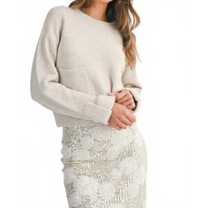 NEW MABLE parker front pocket detail sweater in light taupe